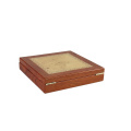 DS High Quality Custom Rosewood Silk Printing Velvet Coin Box For Souvenir Coin Storage